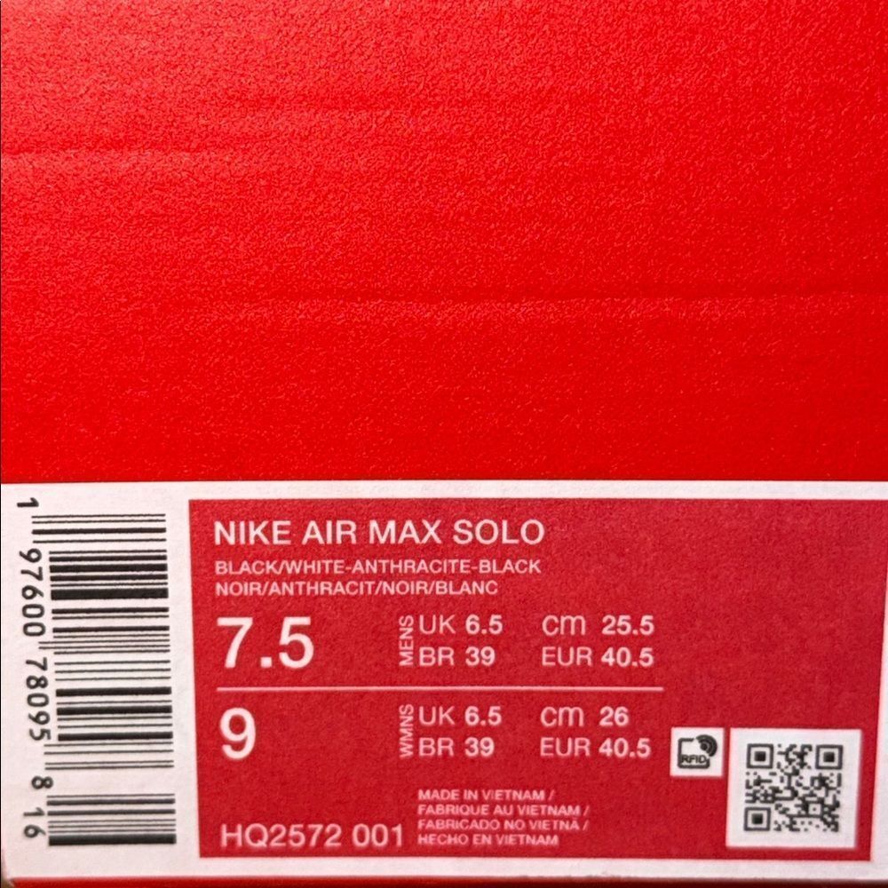 Nike Air Max Solo Black White HQ2572-001 Men’s Size 7.5 - Picture 6 of 6